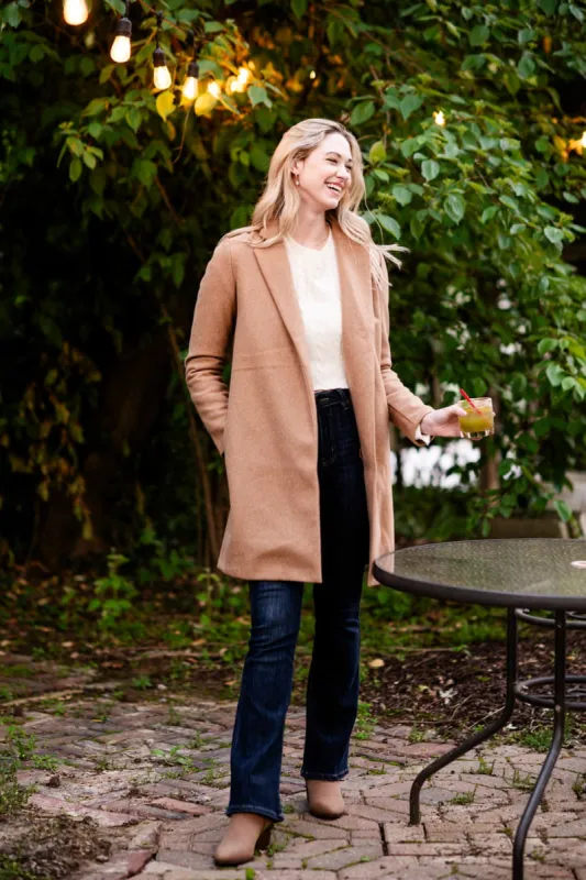 Love Tree Long Coat for Women in Camel | J8195-CAMEL sold by Glik’s