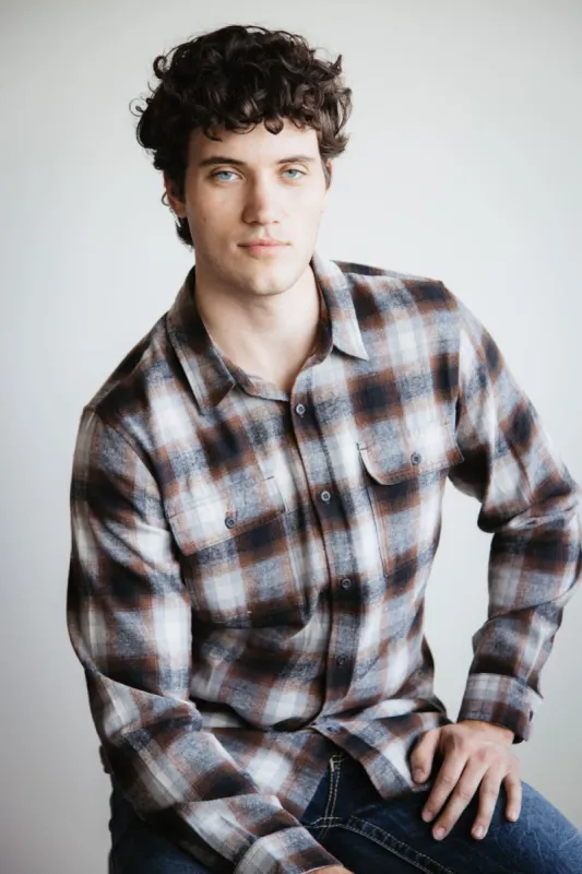 Plaid Flannel Shirt for Men in Grey Brown | TQ8283GL-GREYBROWN sold by Glik’s