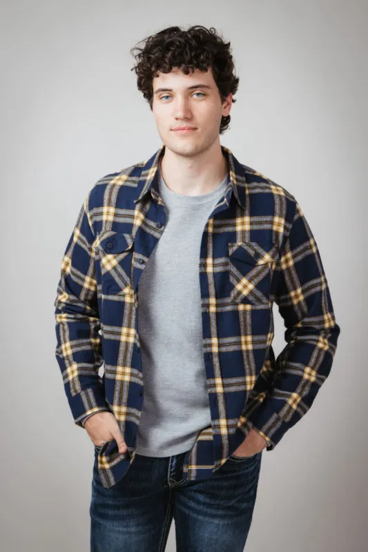 Plaid Flannel Shirt for Men in Navy | TQ8281GL-NAVY sold by Glik’s