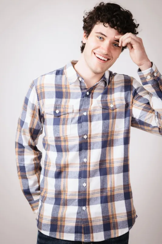 Plaid Flannel Shirt for Men in Ecru | TQ8281GL-ECRU sold by Glik’s