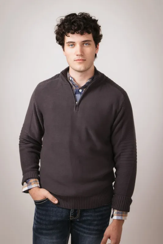 1897 Original 1/4 Zip Mock Neck Sweater for Men in Dark Shadow | 2400GL-DKSHADOW sold by Glik’s