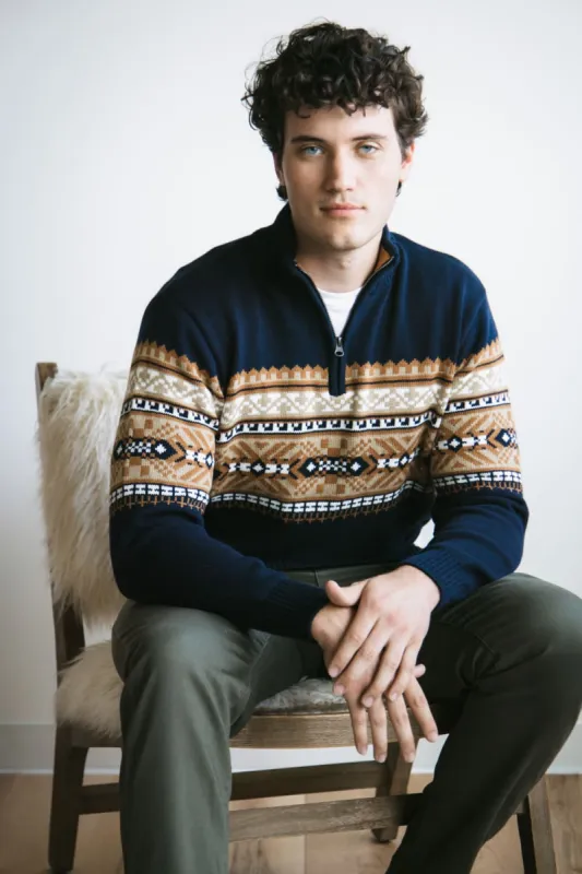 1897 Original 1/4 Zip Mock Neck Sweater for Men in Navy | 2022GL-NAVY sold by Glik’s