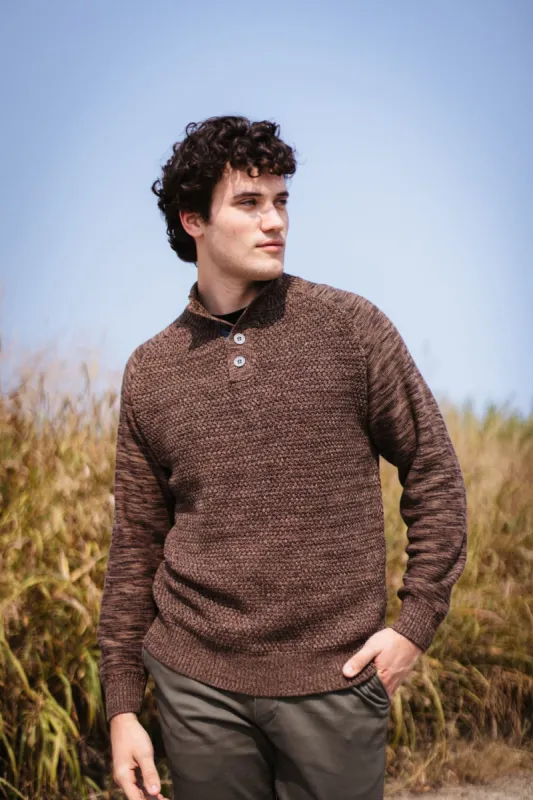 1897 Original ¼ Mock Neck Button Sweater for Men in Brown | 603GL-BROWN SHITAKE sold by Glik’s