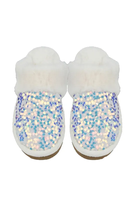 C.C. Sequin Slippers for Women in White | SPE0012-WHITE sold by Glik’s