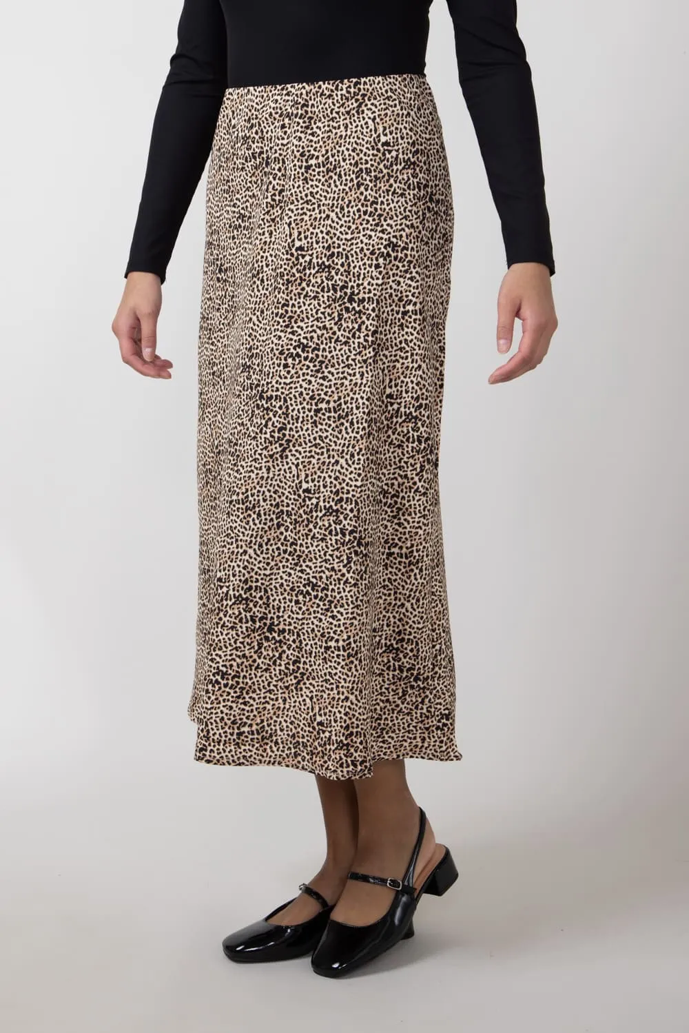 Leopard Print Midi Skirt for Women in Brown | 71063-BROWNLEOPARD sold by Glik’s product image thumbnail 3