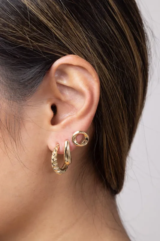 Hoop And Stud Earrings Set for Women in Gold | YEC442 GD sold by Glik’s