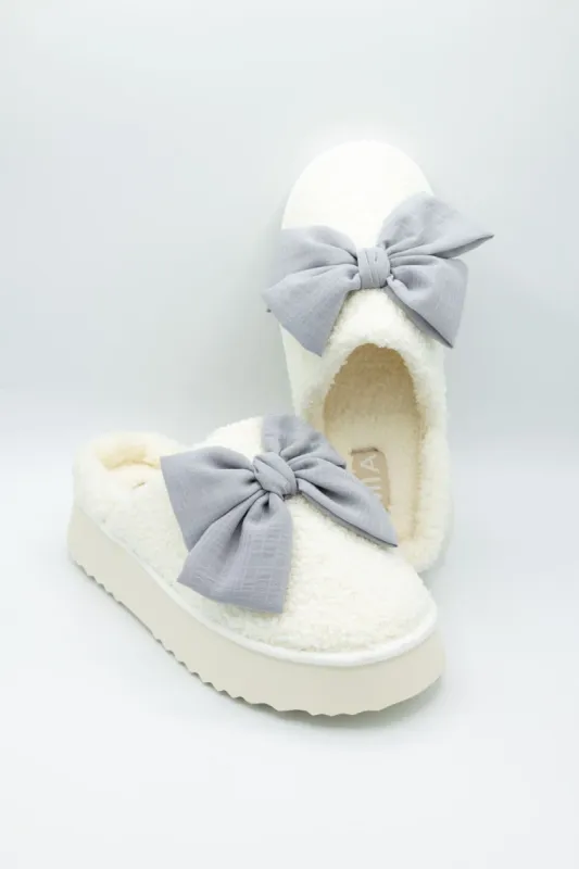 MIA Platform Bow Slippers for Women in Light Blue Grey | GS1501607-LTBLUE sold by Glik’s
