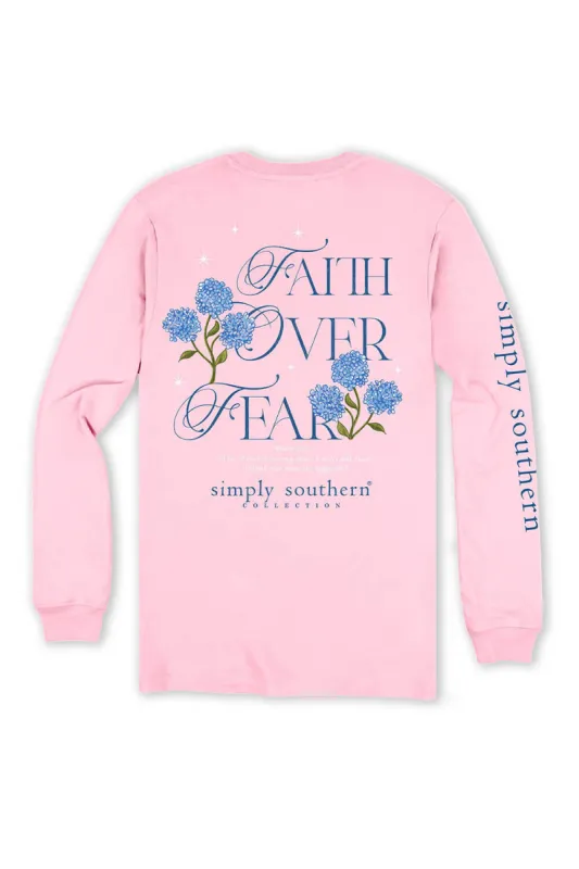 Simply Southern Plus Size Long Sleeve Faith Over Fear T-Shirt for Women in Candy Pink | EXT-LS-FAITH-CANDY sold by Glik’s