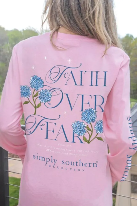 Simply Southern Long Sleeve Faith Over Fear T-Shirt for Women in Candy Pink | LS-FAITH-CANDY sold by Glik’s