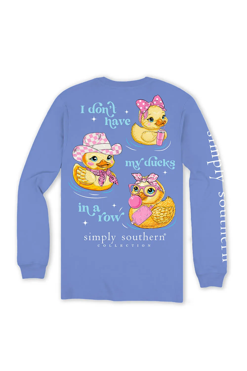 Simply Southern Long Sleeve Ducks In A Row T-Shirt for Women in Vista Blue | LS-DUCKS-VISTA sold by Glik’s product image thumbnail 3
