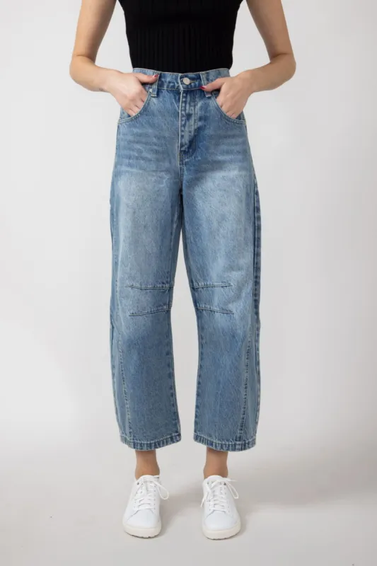 High Rise Barrel Leg Jeans for Women | MAP2740-DENIM sold by Glik’s