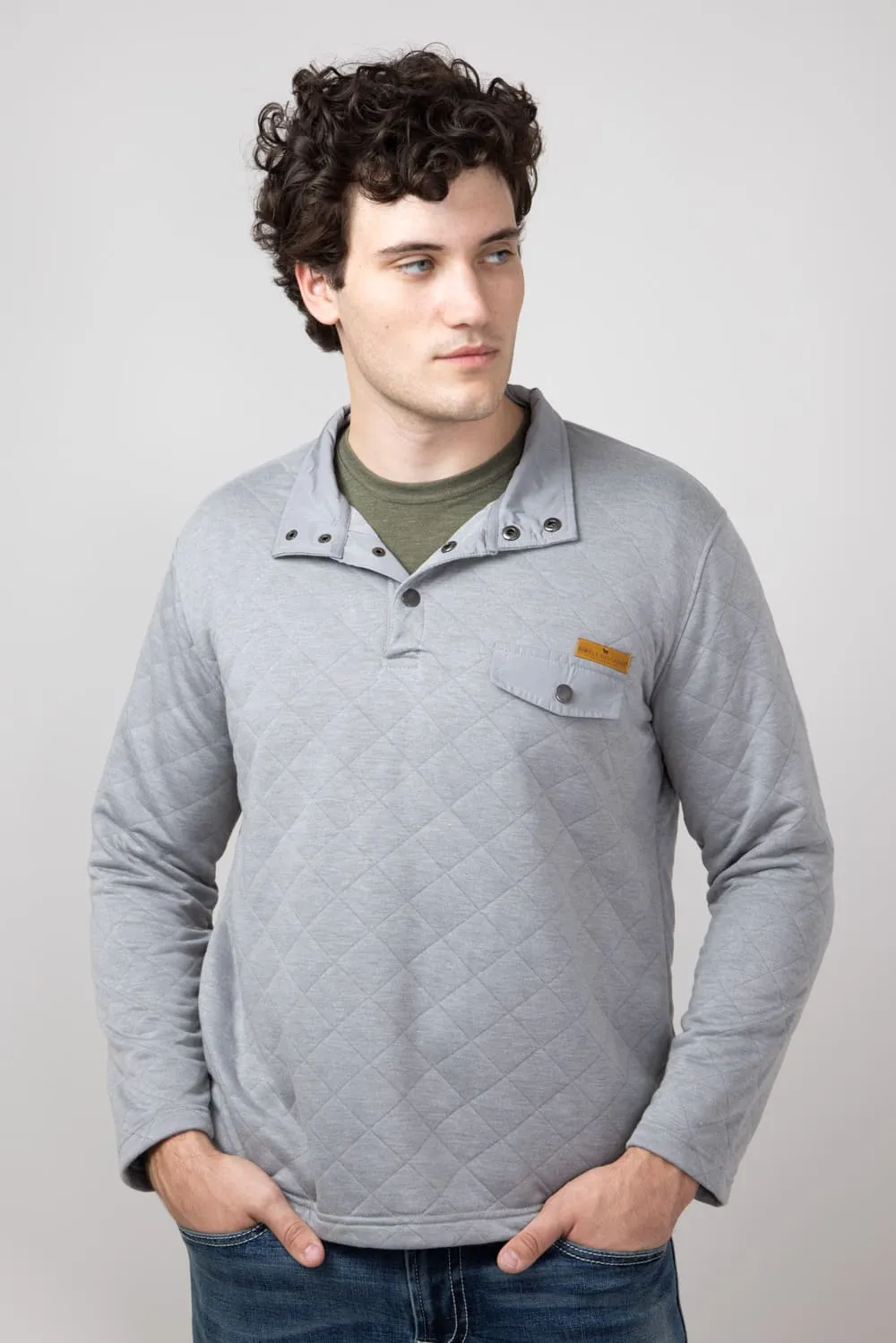 Simply Southern Quilted Pullover for Men in Ash | PP-0224-MN-PULL-QLTD-ASH sold by Glik’s