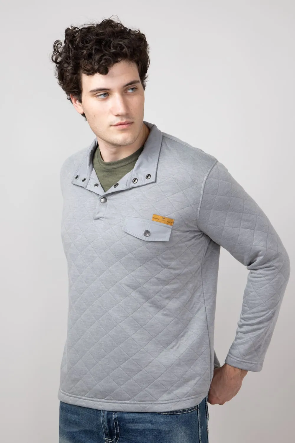 Simply Southern Quilted Pullover for Men in Ash | PP-0224-MN-PULL-QLTD-ASH sold by Glik’s product image thumbnail 3