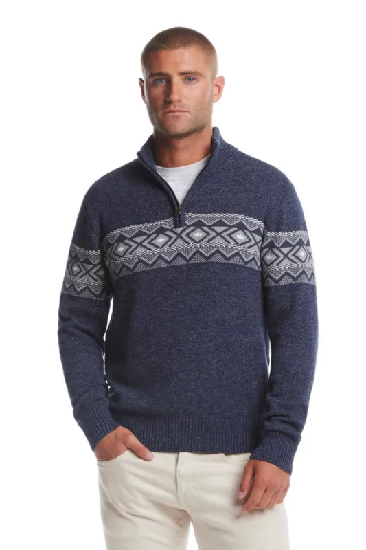 Weatherproof Vintage Southwest Quarter Zip Sweater for Men in Tricolor Blue | F2440416GK-TRICOLBLUE sold by Glik’s