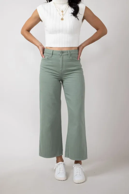 Hidden Nori High Rise Wide Leg Cropped Jeans for Women in Green | HD9247C-SGE sold by Glik’s