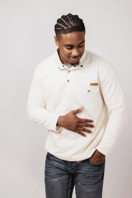Simply Southern Quilted Pullover for Men in Beige | PP-0224-MN-PULL-QLTD-BEIGE sold by Glik’s