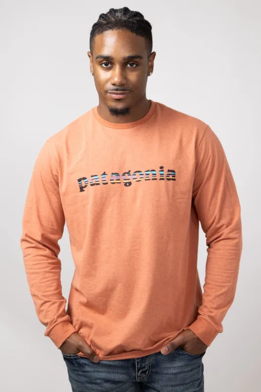 Patagonia Men’s Long Sleeve ’73 Logo Responsibili-Tee T-Shirt in Redtail Rust | 37780-RTLR made by Patagonia