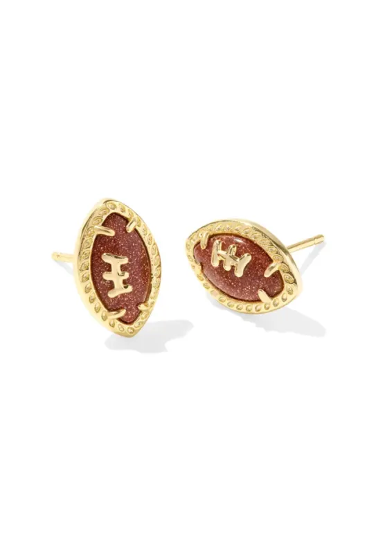 Kendra Scott Football Gold Stud Earrings in Orange Goldstone | 9608868043 sold by Glik’s