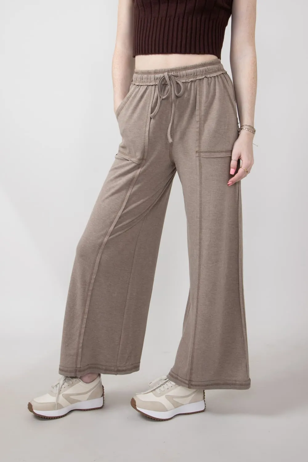 Wide Leg Soft Lounge Pants for Women in Mocha | FP3291-MOCHA sold by Glik’s product image thumbnail 4