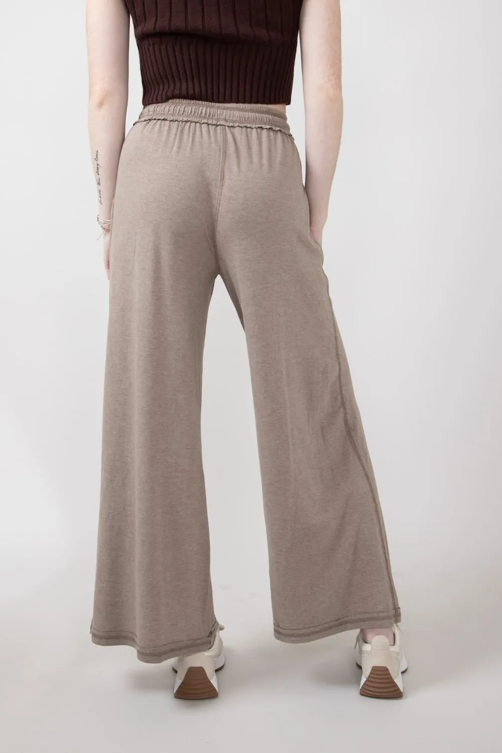 Wide Leg Soft Lounge Pants for Women in Mocha | FP3291-MOCHA sold by Glik’s product image thumbnail 3