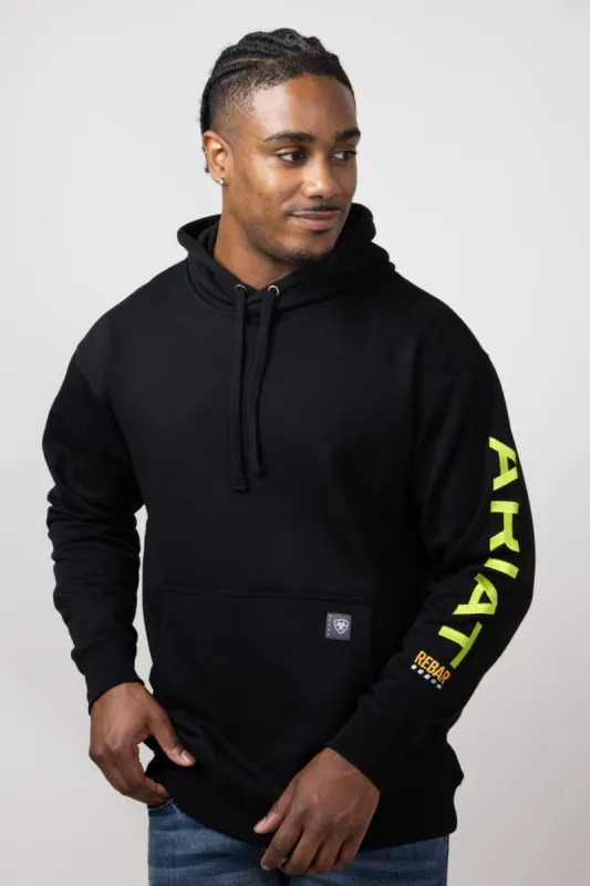 Ariat Rebar Graphic Hoodie for Men in Black/Lime | 10032993-BLACKLIME sold by Glik’s
