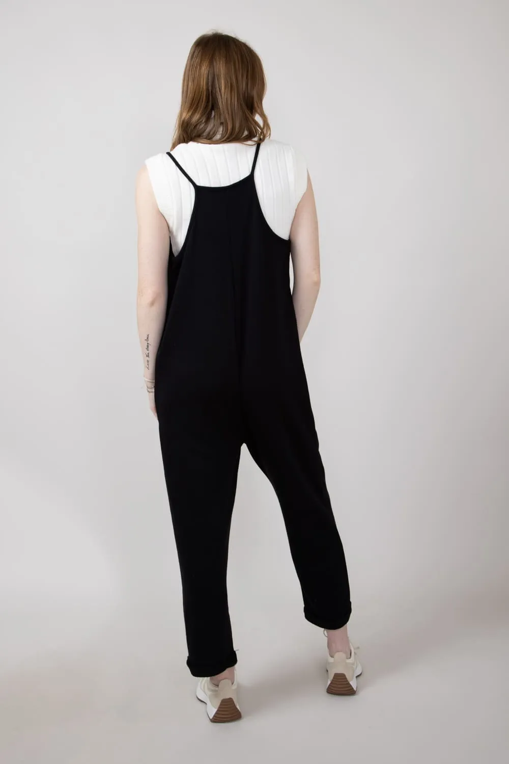 French Terry Onesie Jumpsuit for Women in Black | NJU60281I-BLACK sold by Glik’s product image thumbnail 2