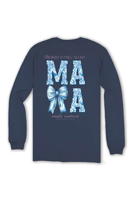 Simply Southern Plus Size Long Sleeve Blessed Mama T-Shirt for Women in Mirage | EXT-LS-BLSMAMA-MIRAGE sold by Glik’s