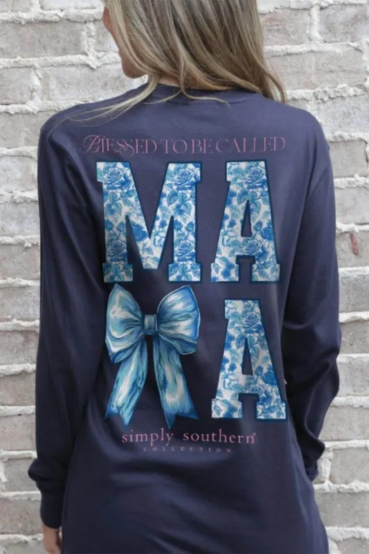 Simply Southern Long Sleeve Blessed Mama T-Shirt for Women in Mirage | LS-BLSMAMA-MIRAGE sold by Glik’s