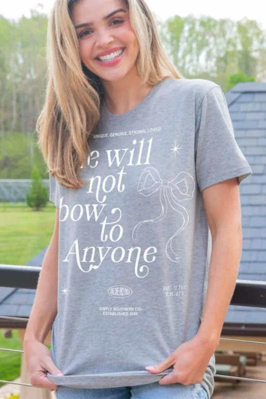Simply Southern Bow T-Shirt for Women in Storm Heather | SS-BOW-STORMHTHR sold by Glik’s