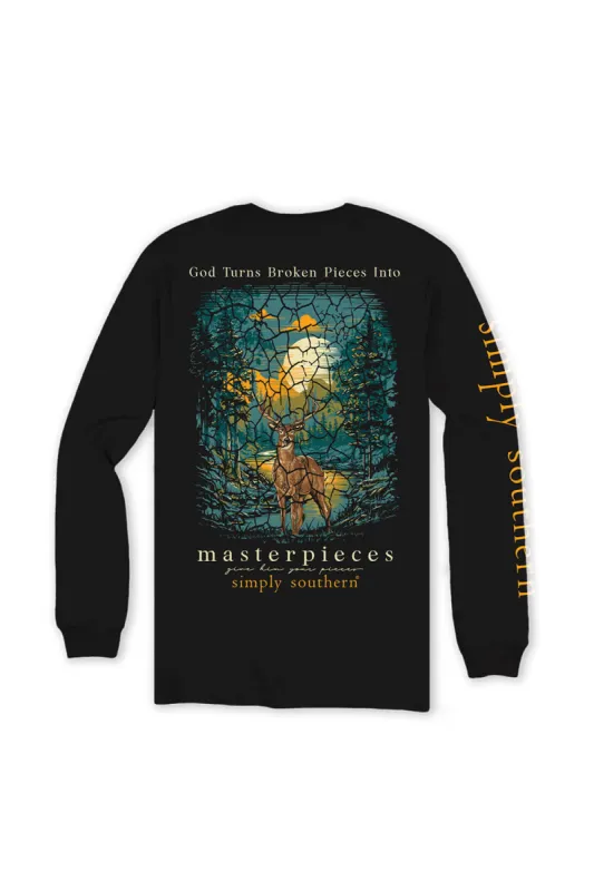 Simply Southern Plus Size Long Sleeve Broken Pieces T-Shirt for Women in Black  | EXT-LS-BROKEN-BLACK sold by Glik’s