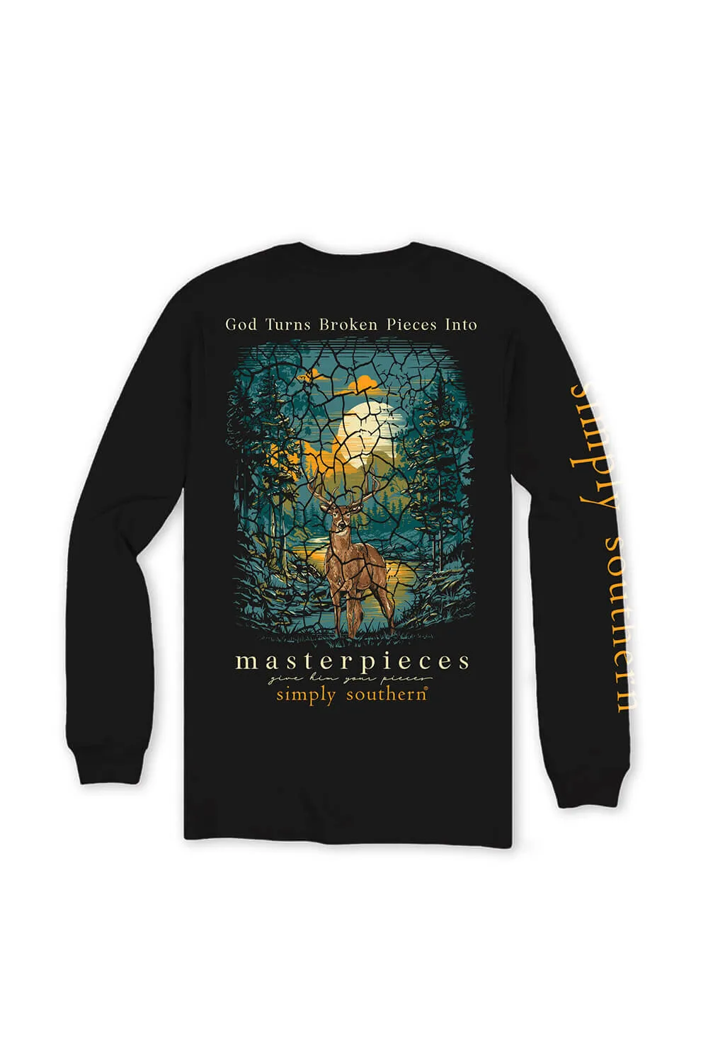 Simply Southern Plus Size Long Sleeve Broken Pieces T-Shirt for Women in Black | EXT-LS-BROKEN-BLACK sold by Glik’s