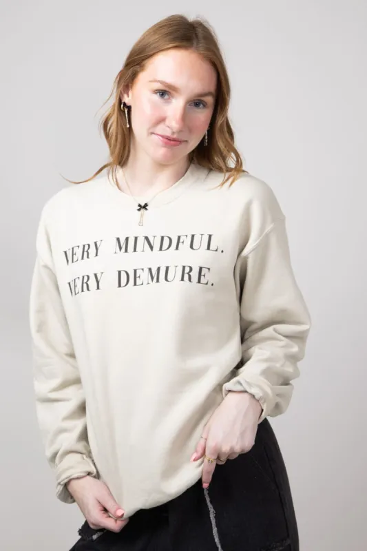Very Mindful Very Demure Graphic Fleece Sweatshirt for Women in Sand | 32264X-OSS-SAND sold by Glik’s