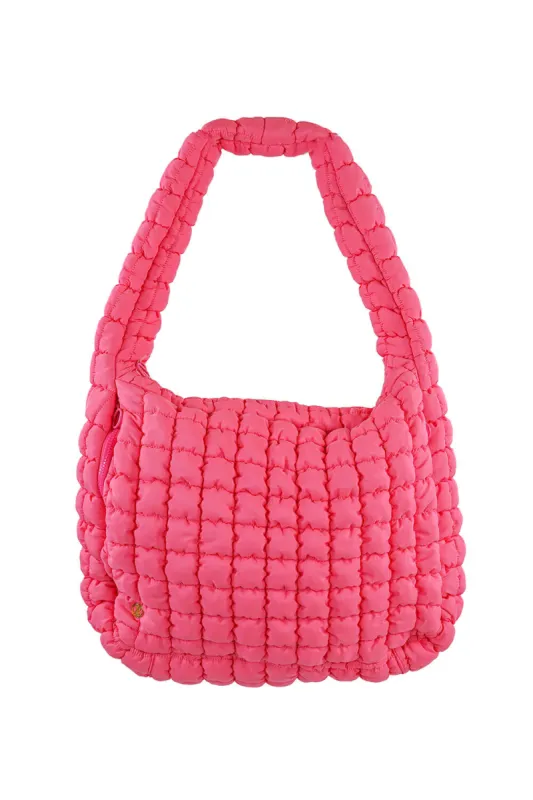 Simply Southern Quilted Puffer Hobo Bag for Women in Pink | 0224-BAG-PUFF-HOBO-PINK sold by Glik’s
