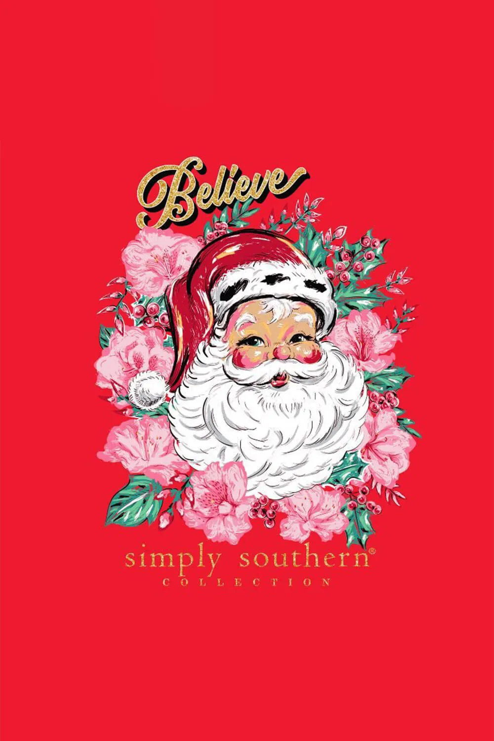 Simply Southern Long Sleeve Floral Santa T-Shirt for Women in Red | LS-FLORALSANTA-RED sold by Glik’s product image thumbnail 4