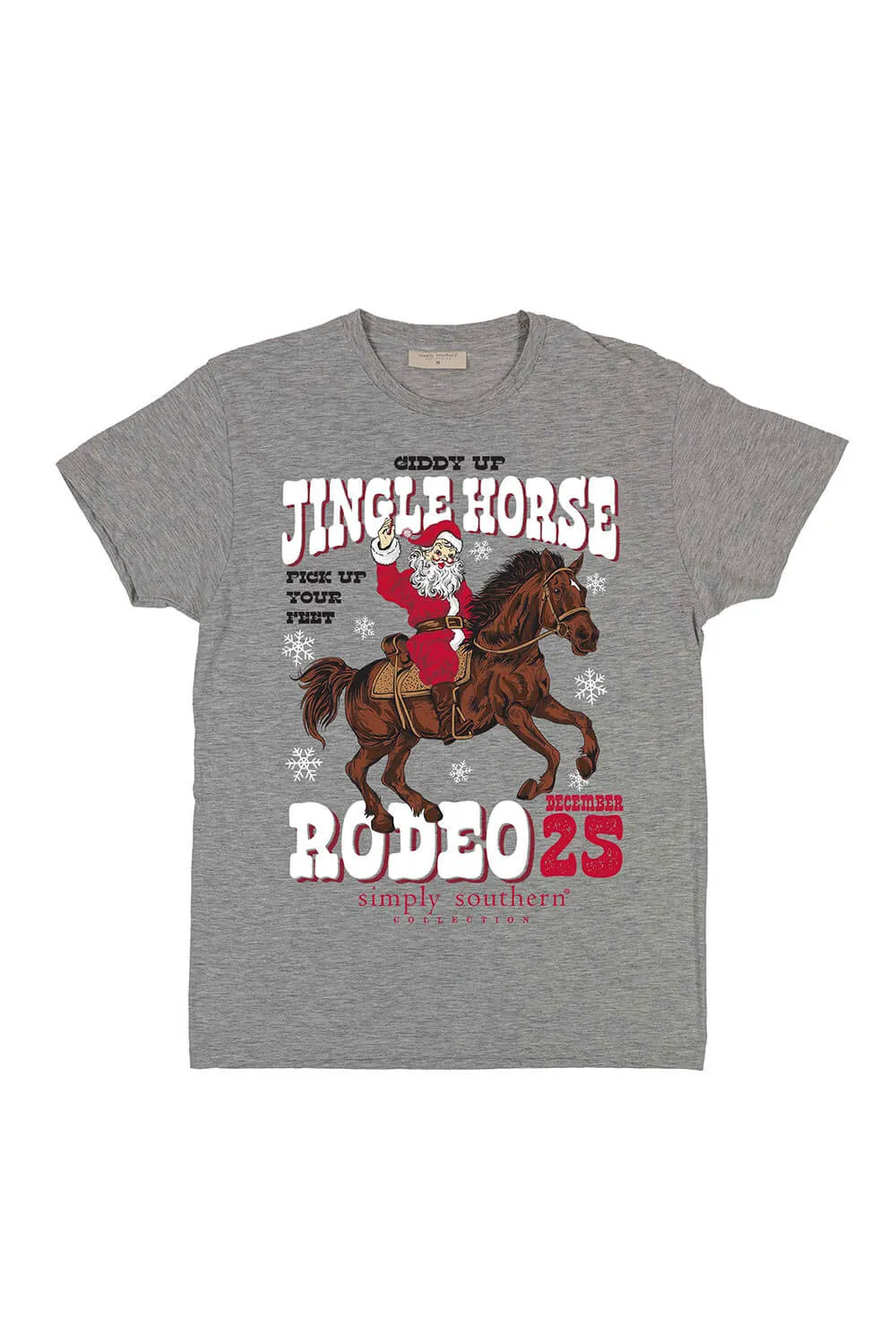 Simply Southern Plus Size Jingle Horse Rodeo T-Shirt for Women in Heather Grey | EXT-SS-GIDDYUP-STORMHTHR sold by Glik’s