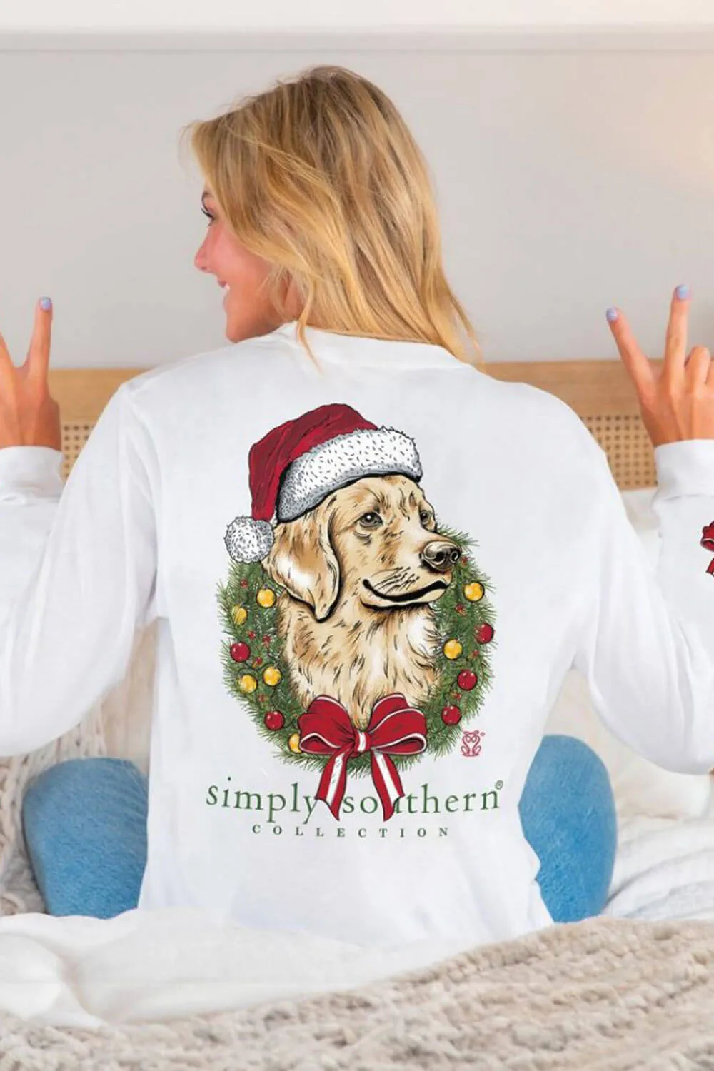 Simply Southern Long Sleeve Merry Dog Christmas T-Shirt for Women in White | LS-MERRYDOG-WHITE sold by Glik’s