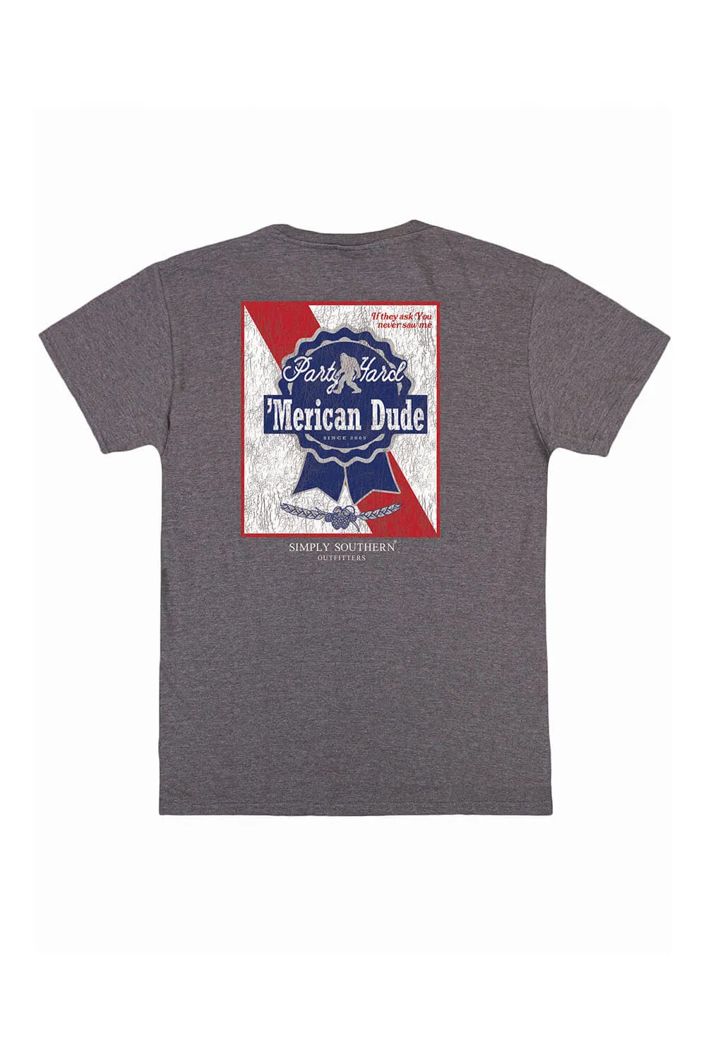 Simply Southern 'Merican Ribbon T-Shirt for Men in Dark Heather Grey | MN-SS-RIBBON-IRONHTHER sold by Glik’s product image thumbnail 3
