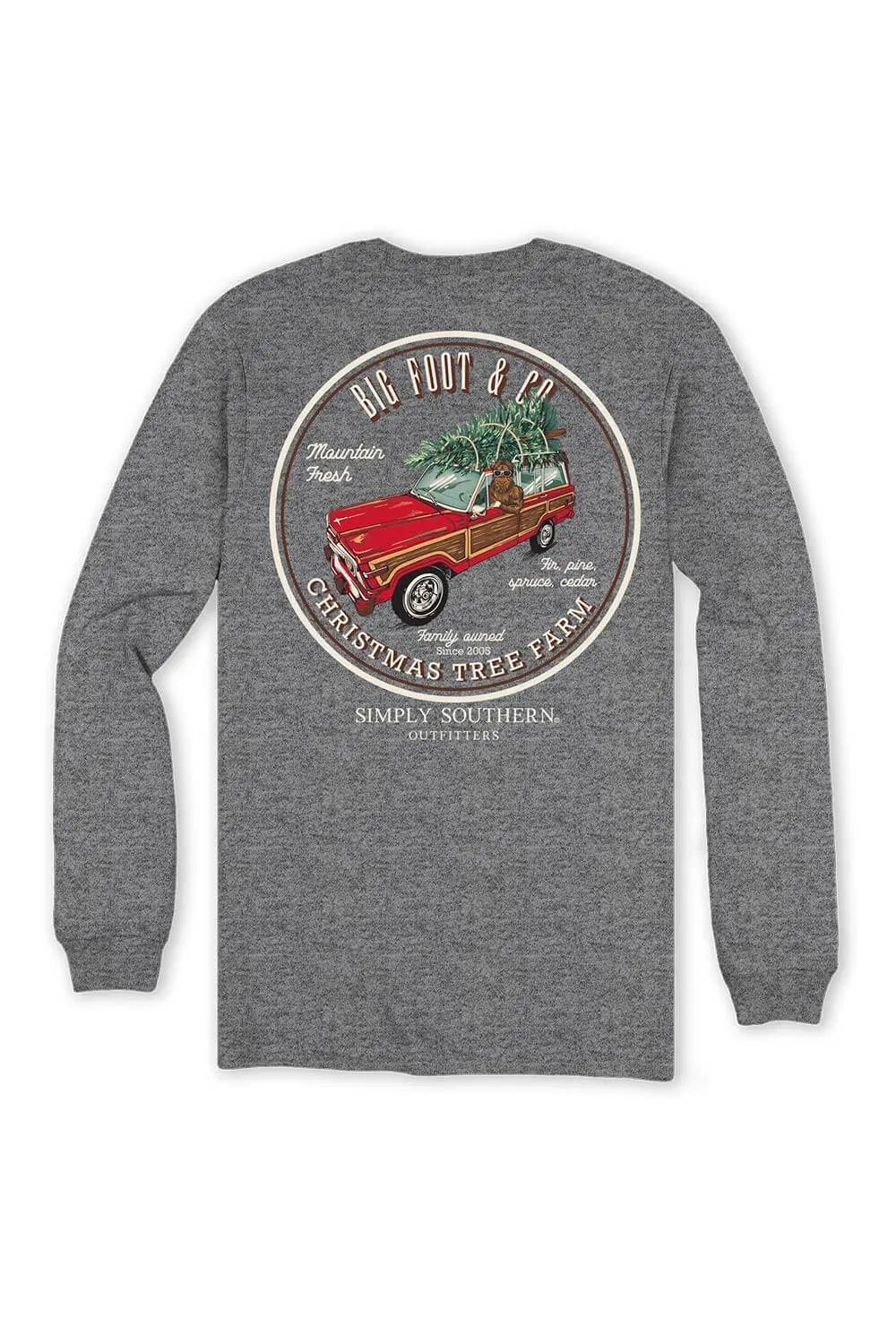 Simply Southern Long Sleeve Big Foot Christmas Tree T-Shirt for Men in Charcoal Grey | MN-LS-TREE-CHARCOALHTHR sold by Glik’s product image thumbnail 3