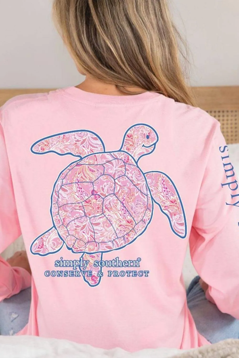 Simply Southern Long Sleeve Paisley Turtle Tracking T-shirt for Women in Light Pink | LS-TRACKT6-PAIS-LTPINK sold by Glik’s