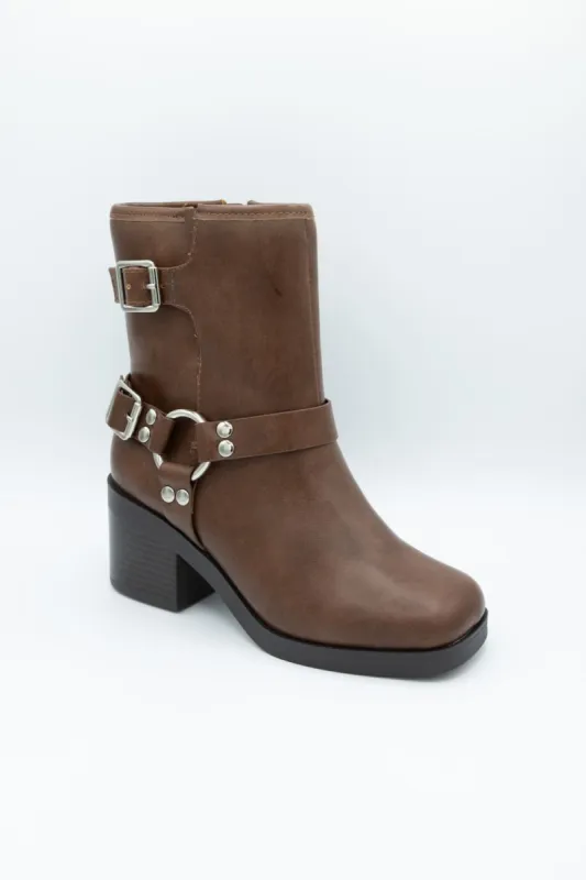 Soda Addax Moto Booties for Women in Brown | ADDAX-S BROWN sold by Glik’s