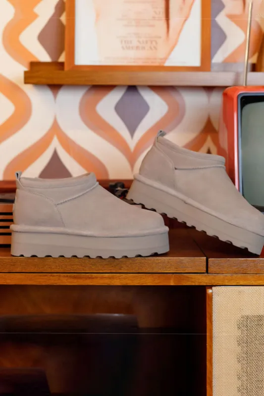 Bearpaw Retro Super Shorty Ankle Booties for Women in Mushroom | 3051W-500 MUSHROOM sold by Glik’s