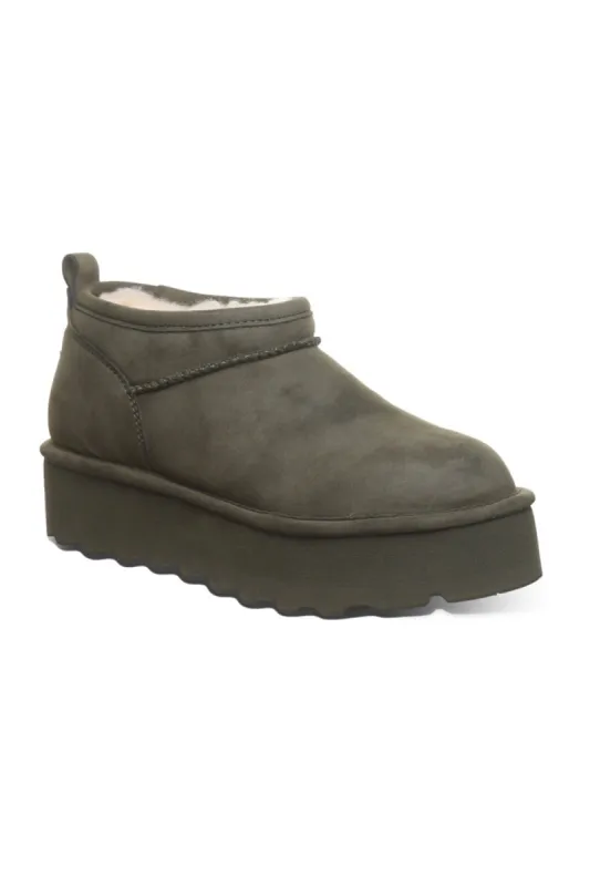 Bearpaw Retro Super Shorty Vegan Ankle Booties for Women in Algae | 3132W-422 ALGAE sold by Glik’s