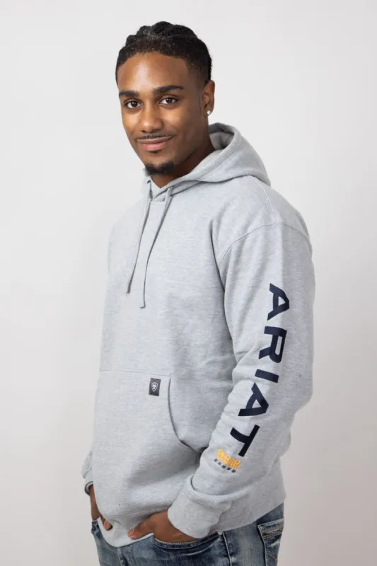 Ariat Rebar Graphic Hoodie for Men in Grey Heather | 10041627-HTHRGRYNVY sold by Glik’s
