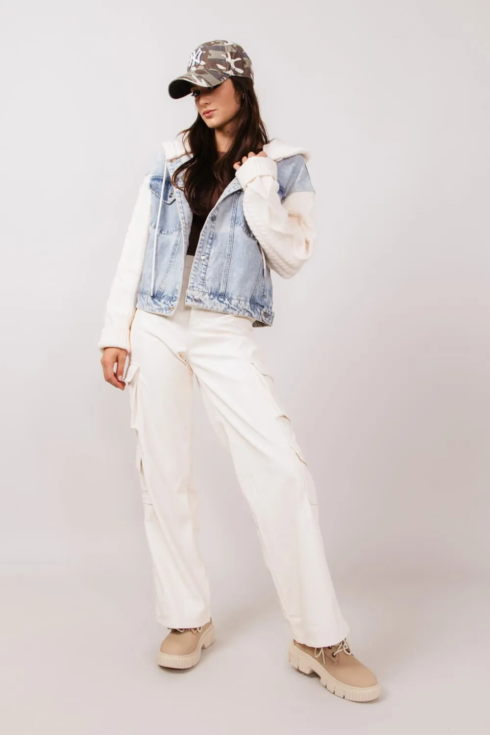 Love Tree Pleather Cargo Pants for Women in Ivory | 6939PN-IVORY sold by Glik’s product image thumbnail 3