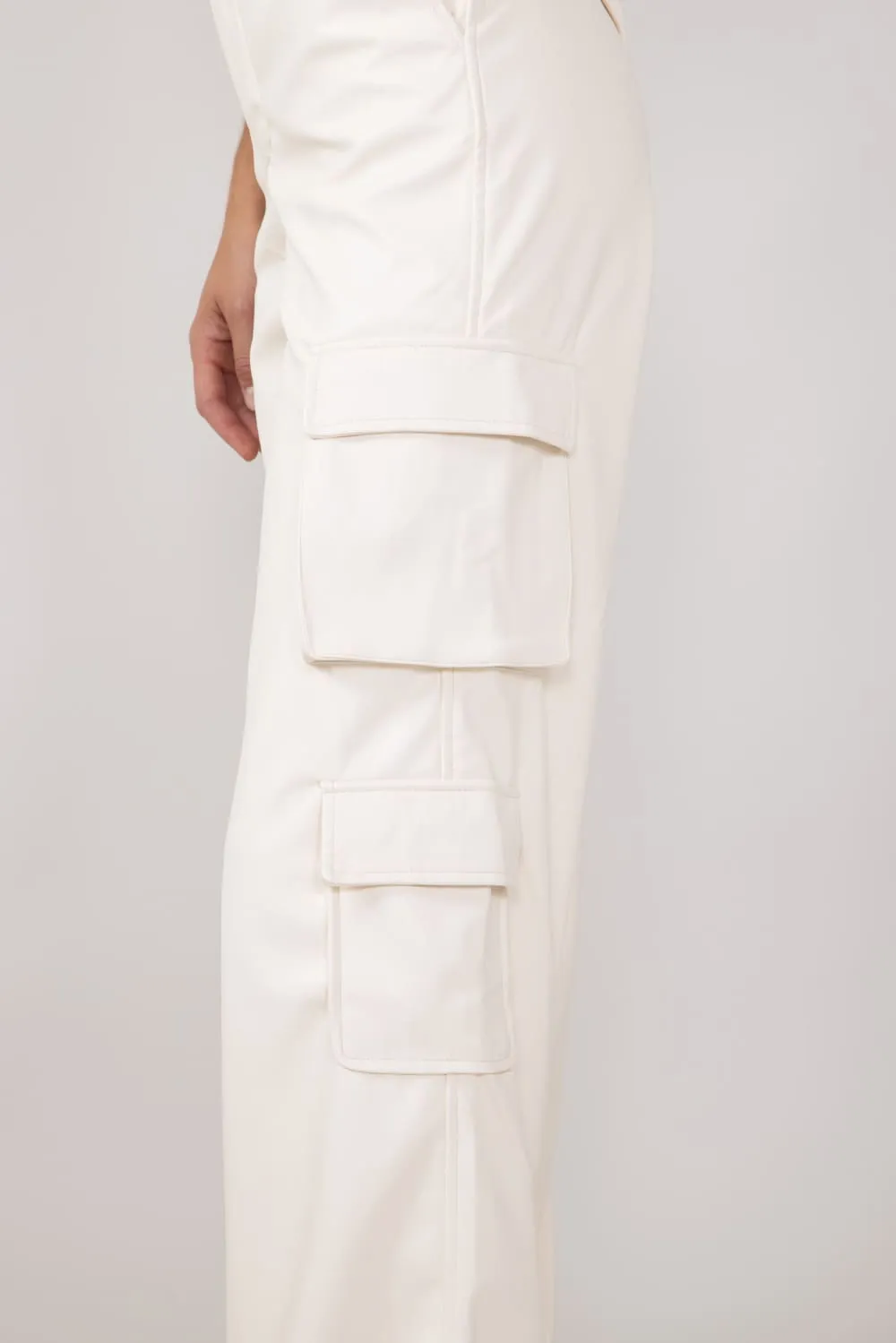 Love Tree Pleather Cargo Pants for Women in Ivory | 6939PN-IVORY sold by Glik’s product image thumbnail 5
