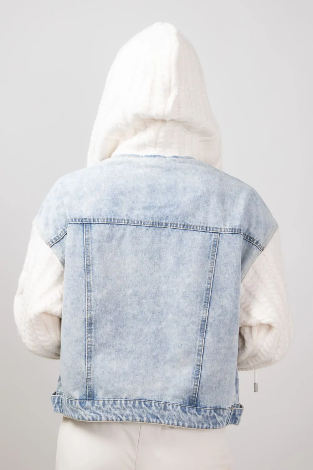 Elan Mixed Media Denim Jacket for Women in Denim/White | JK8225-DNMWHT sold by Glik’s product image thumbnail 2