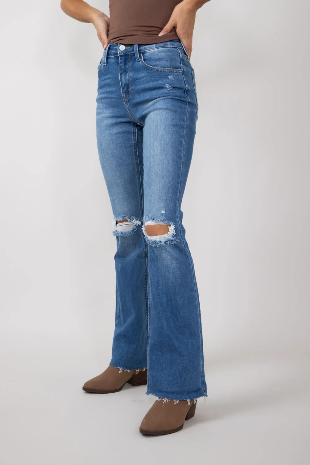 KanCan High Rise Distressed Knee Bootcut Jeans for Women | KC20013M sold by Glik’s product image thumbnail 3