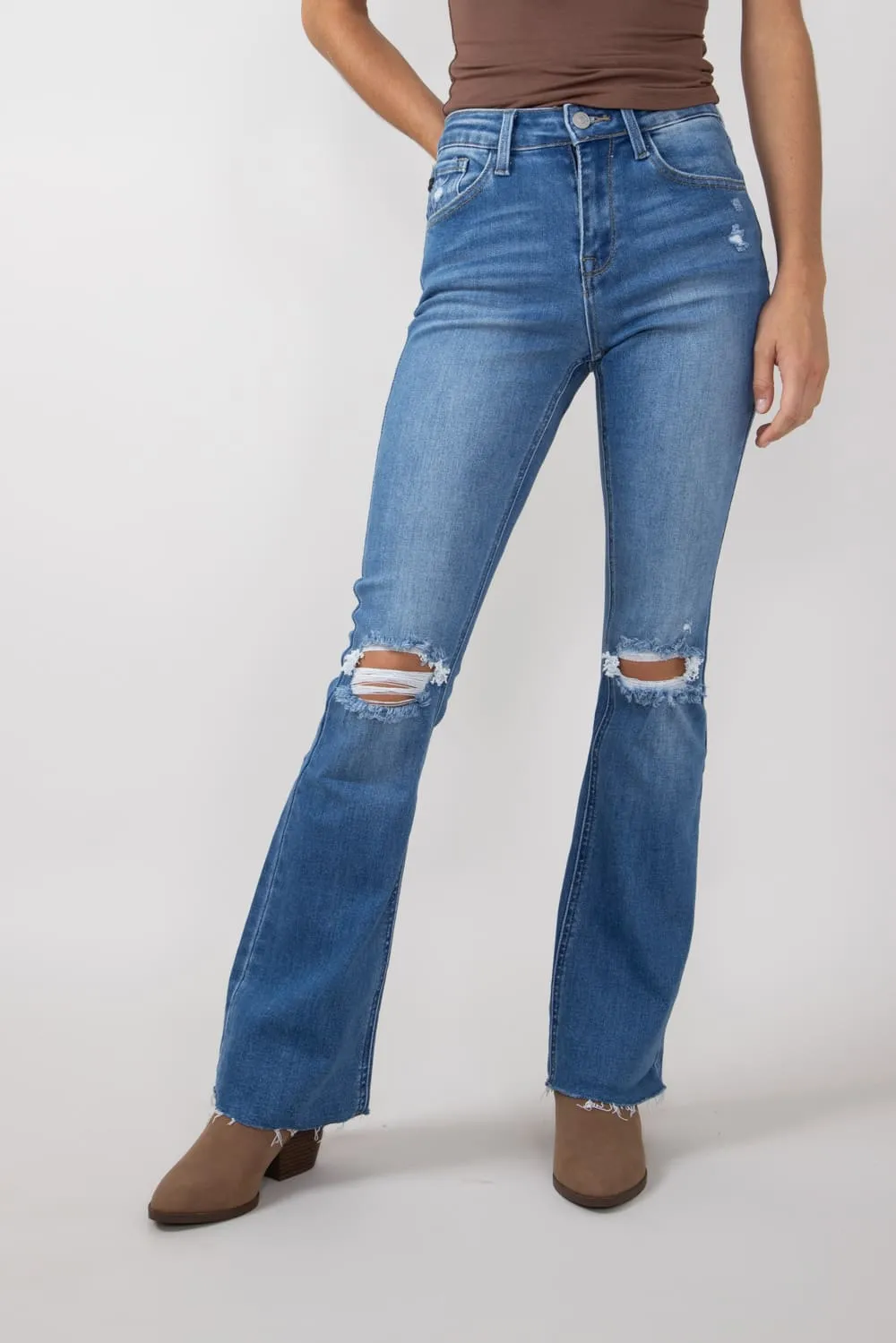 KanCan High Rise Distressed Knee Bootcut Jeans for Women | KC20013M sold by Glik’s