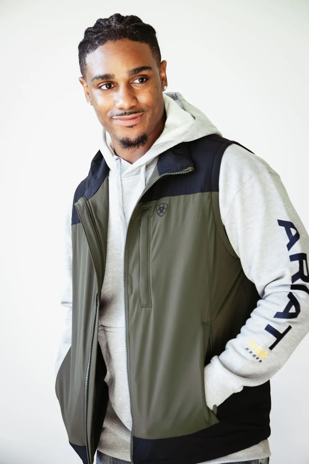 Ariat Pioneer StretchShell Vest for Men in Relic | 10052481-RELIC sold by Glik’s