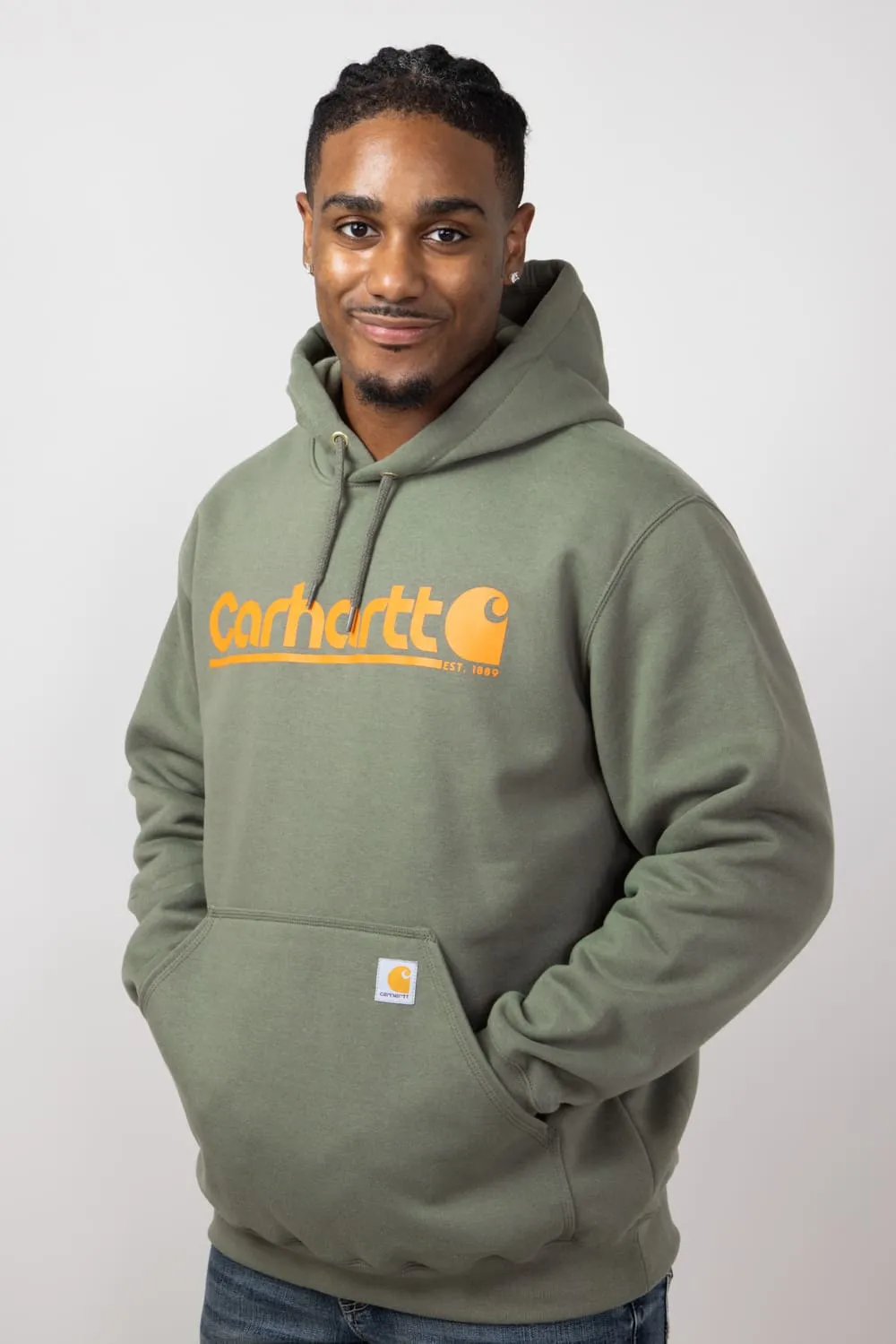 Carhartt Rain Defender Loose Fit Midweight Logo Graphic Sweatshirt for Men in Dusty Olive | 106793-DOV-OLIVE sold by Glik’s product image thumbnail 4